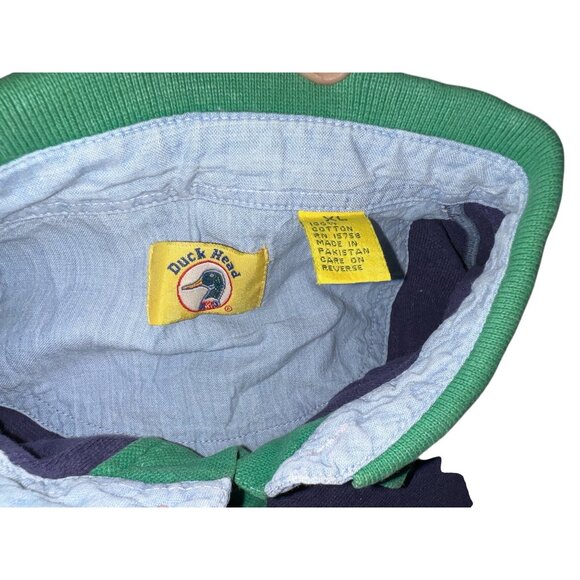 Duck Head Vintage Colorblock Polo Shirt Red Green Navy Sz Large Mens 100% Cotton - Picture 2 of 7